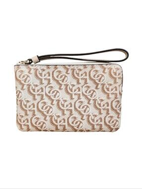 Coach Ivory Monogram Corner Zip Wristlet